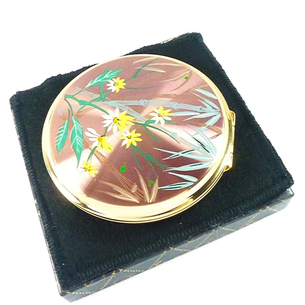 1950s Unused Stratton Lilac Bamboo Powder Compact For All Foundation