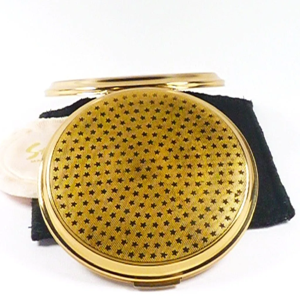 1950s Unused Stratton Lilac Bamboo Powder Compact For All Foundation