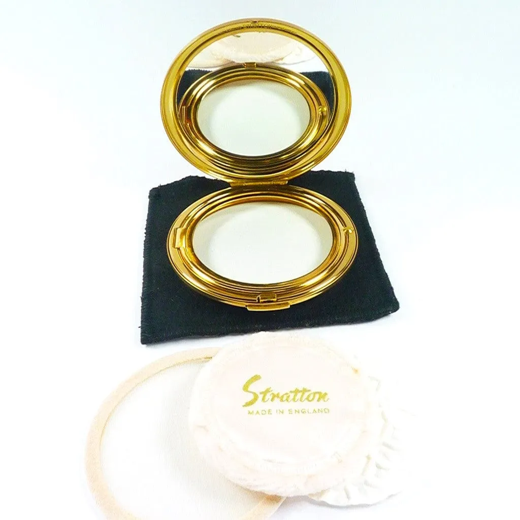 1950s Unused Stratton Lilac Bamboo Powder Compact For All Foundation