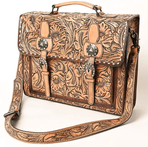 American Darling Tooled Leather Concealed Gun Carry Large Tote  ADBG1307