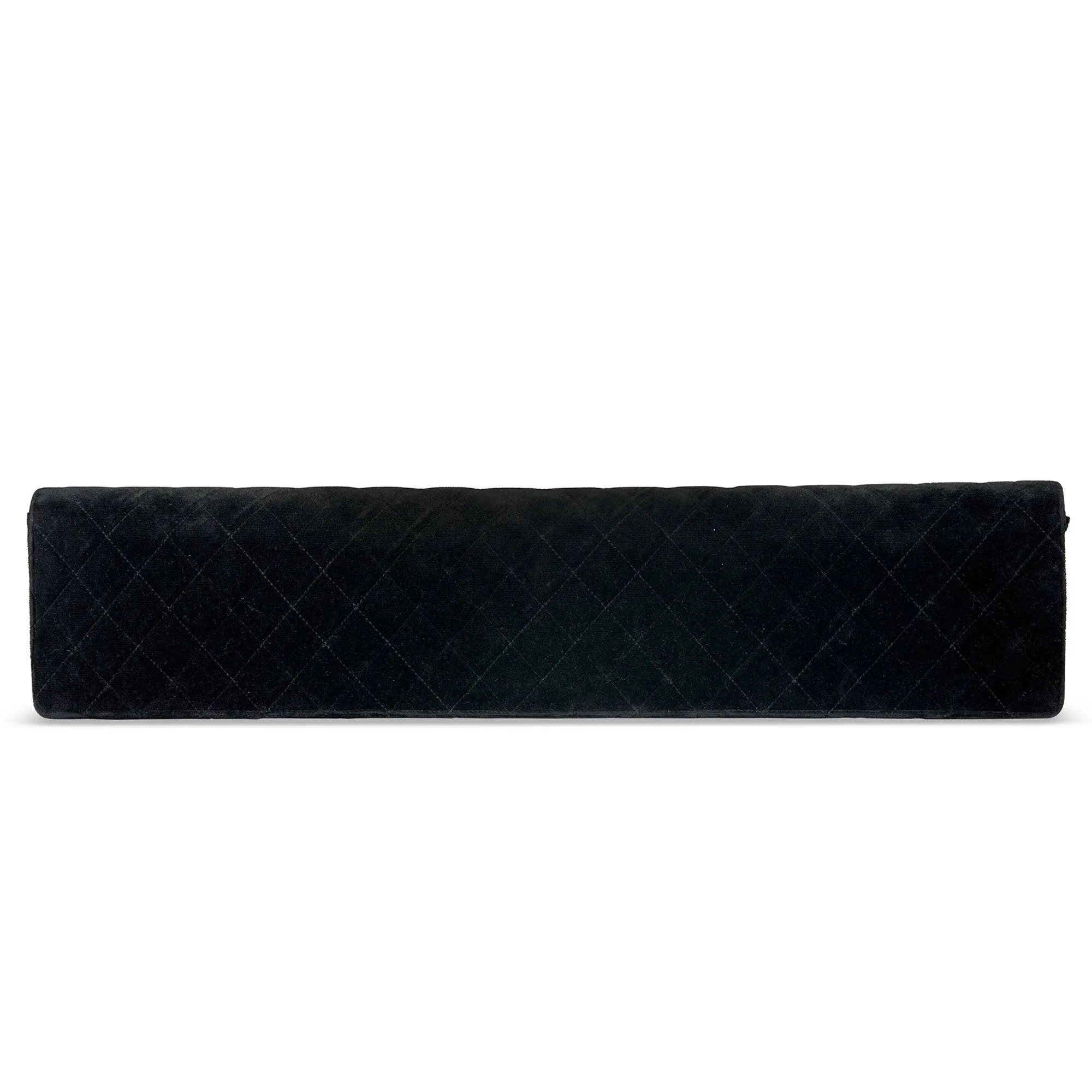 Chanel 80's Black Velvet Quilted Elongated Vintage Clutch