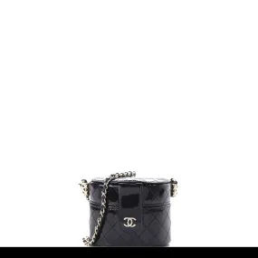 Chanel Micro Mini Black Quilted Patent Leather Jewelry Box Crossbody Bag