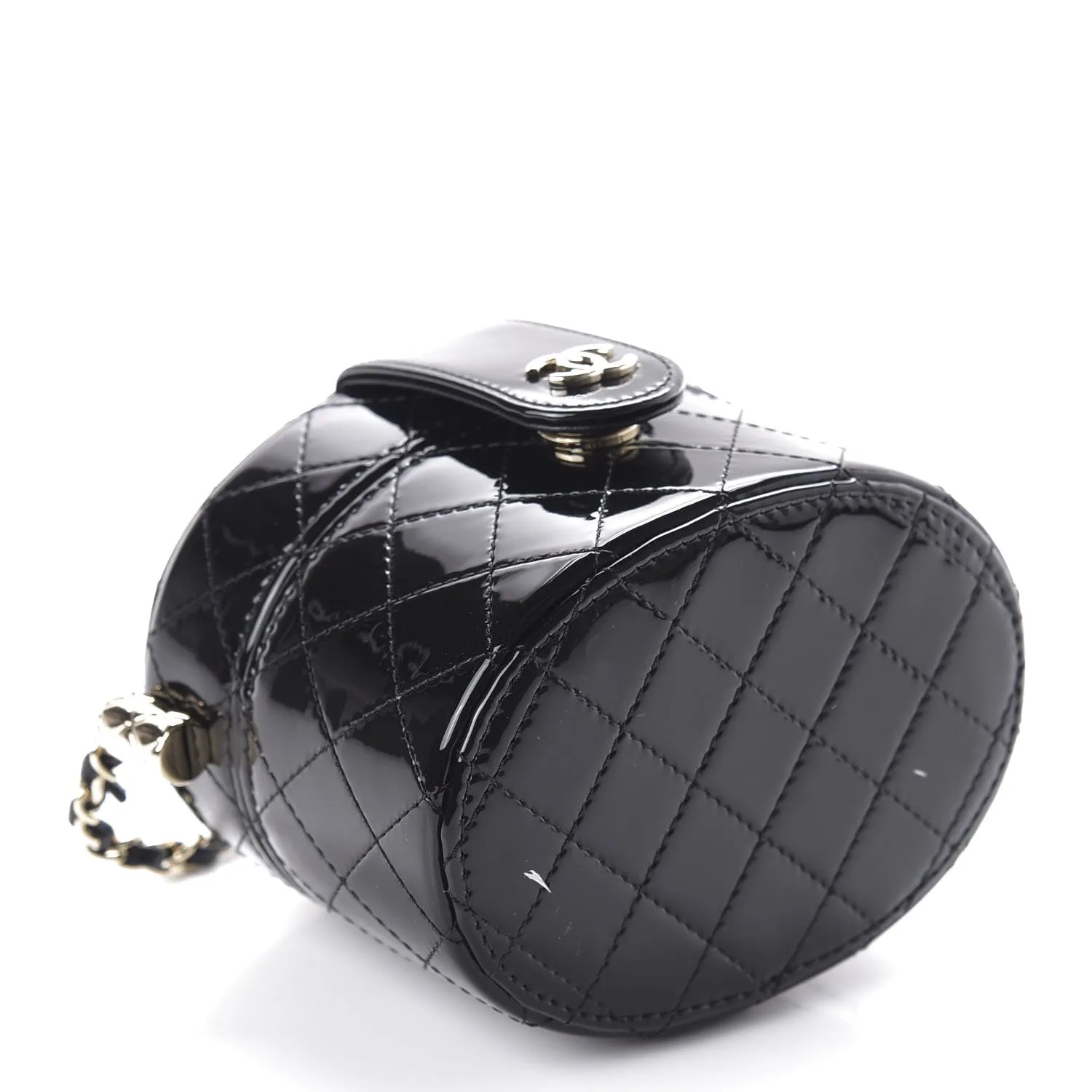 Chanel Micro Mini Black Quilted Patent Leather Jewelry Box Crossbody Bag