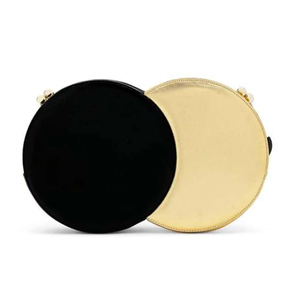 Chanel Minaudière Double Circle 70s Style Runway Rare Black & Metallic Clutch