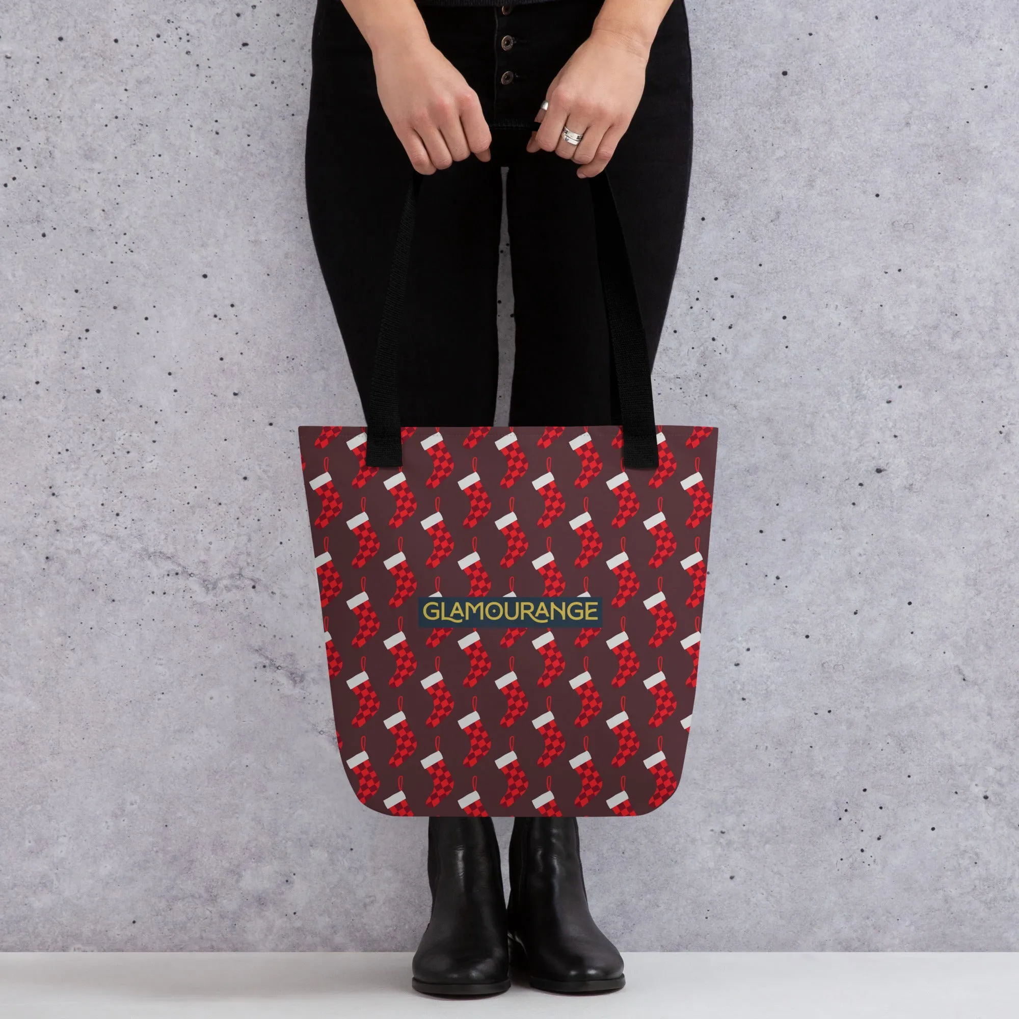 Christmas Tote Bag - Stocking (Glamourange Festive Pattern Christmas Tote Bags)