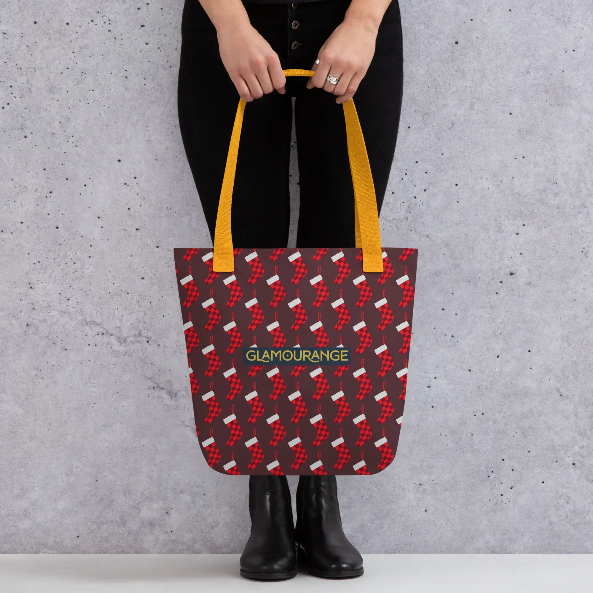 Christmas Tote Bag - Stocking (Glamourange Festive Pattern Christmas Tote Bags)