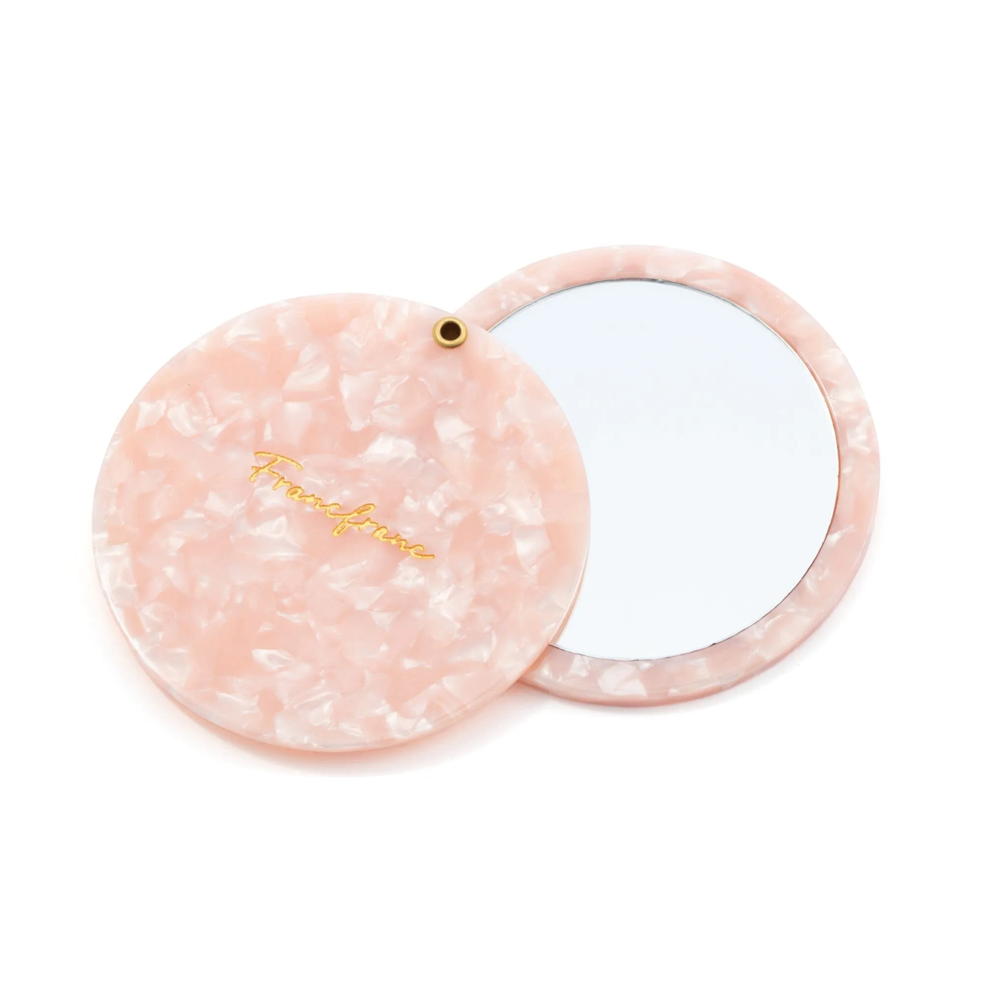 Compact Mirror With Pouch  Pink