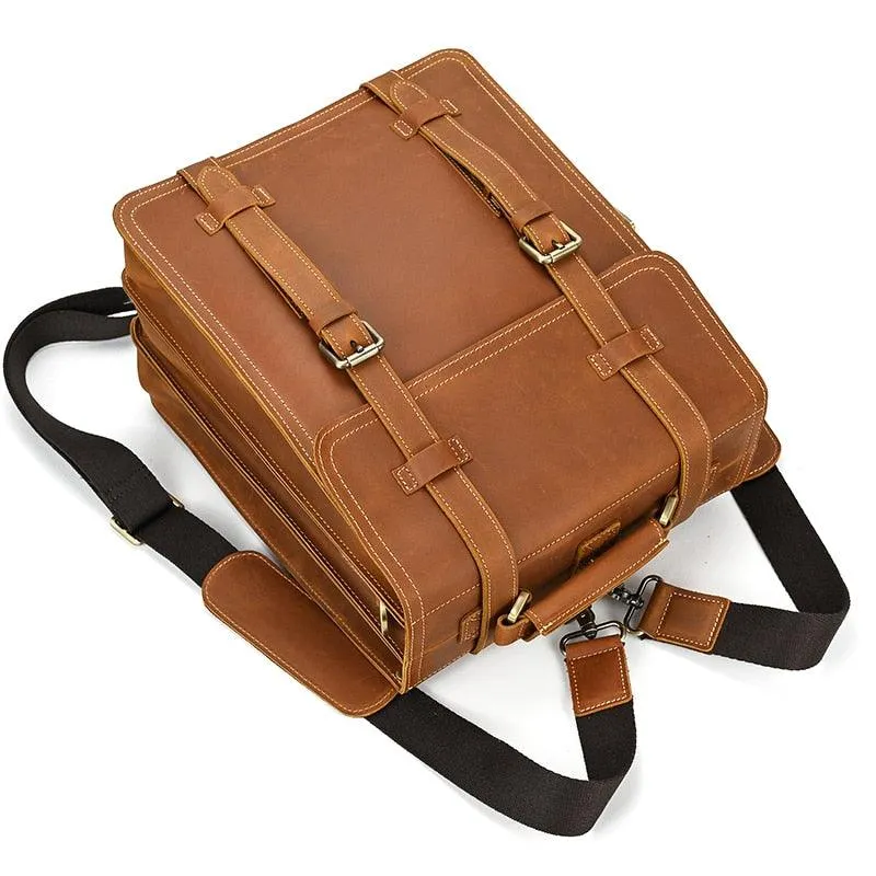 Crazy Horse Leather Messenger Bag Backpack