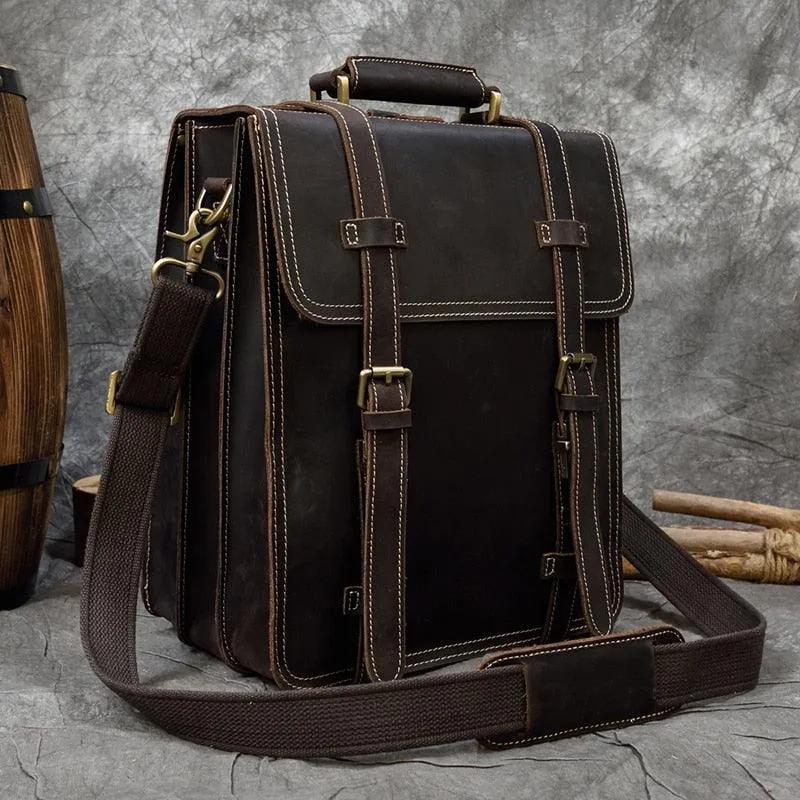 Crazy Horse Leather Messenger Bag Backpack