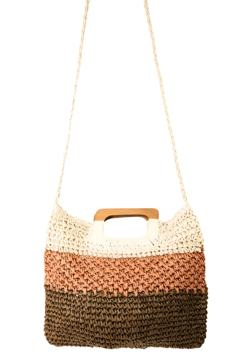 Fame Color Block Double-Use Braided Tote Bag