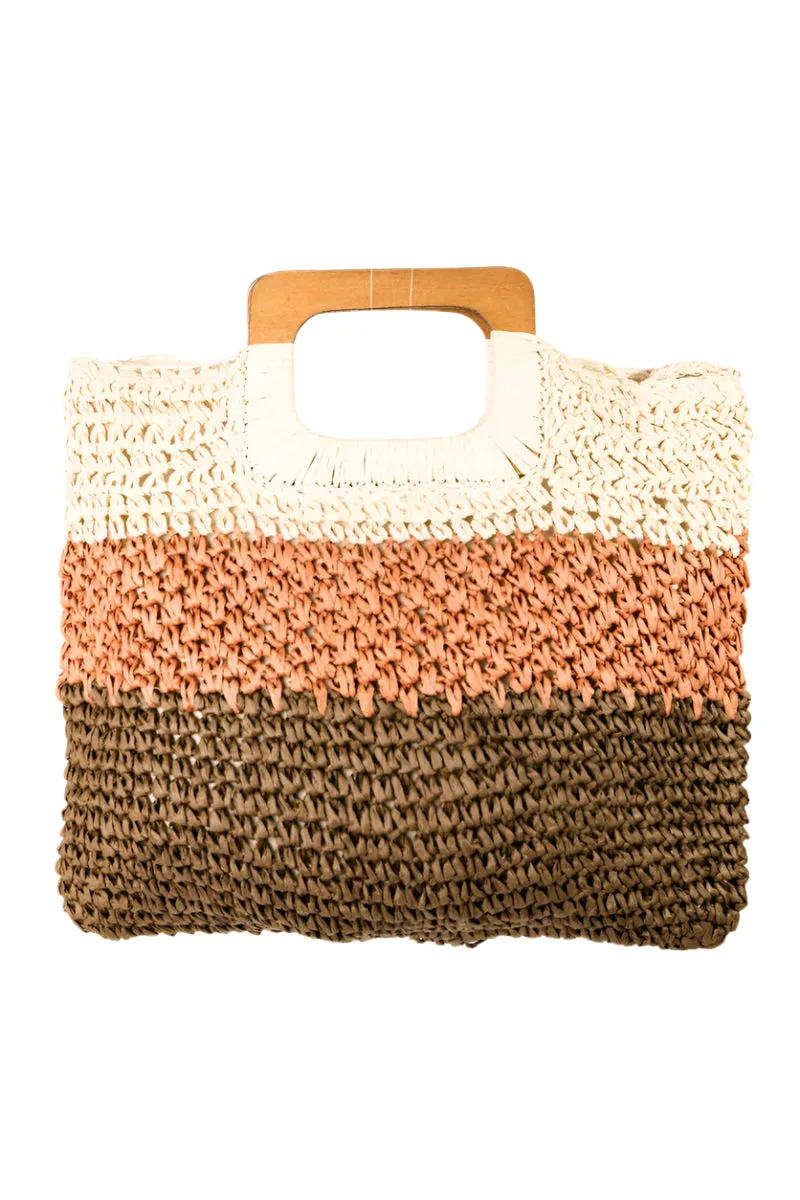 Fame Color Block Double-Use Braided Tote Bag