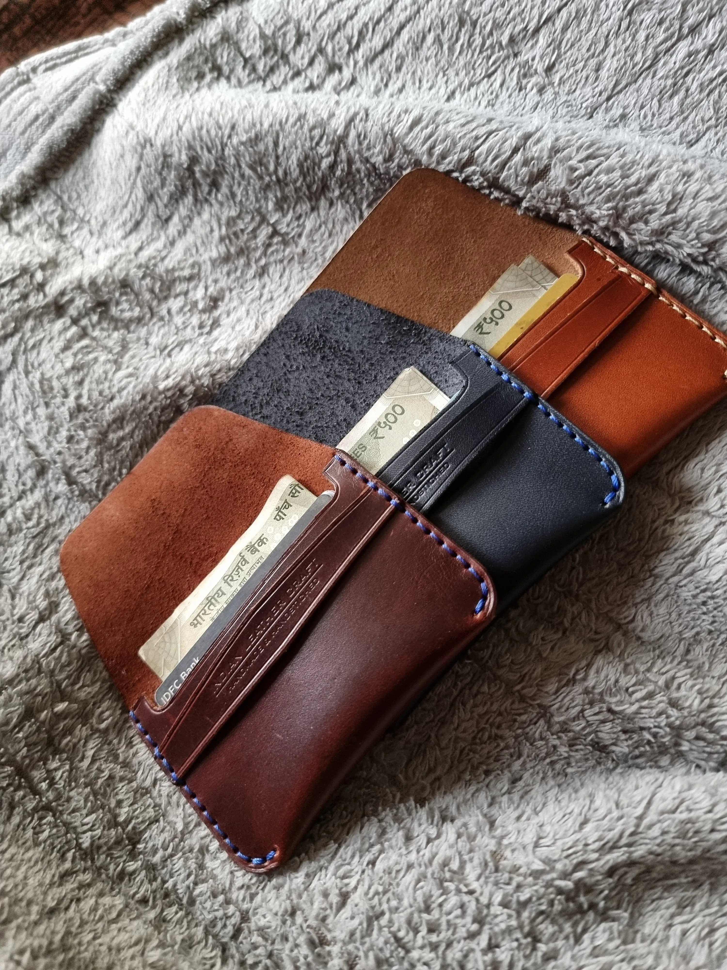 Handmade minimalist fullgrain leather wallet