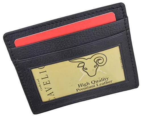 Men's Minimalist Slim Thin Front Pocket Credit Card ID Holder Leather Wallet 404370