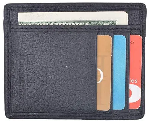 Men's Minimalist Slim Thin Front Pocket Credit Card ID Holder Leather Wallet 404370