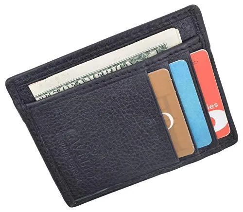 Men's Minimalist Slim Thin Front Pocket Credit Card ID Holder Leather Wallet 404370