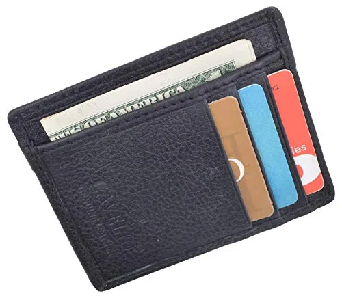 Men's Minimalist Slim Thin Front Pocket Credit Card ID Holder Leather Wallet