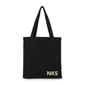 MODERN MONOGRAM BLACK CANVAS TOTE BAG