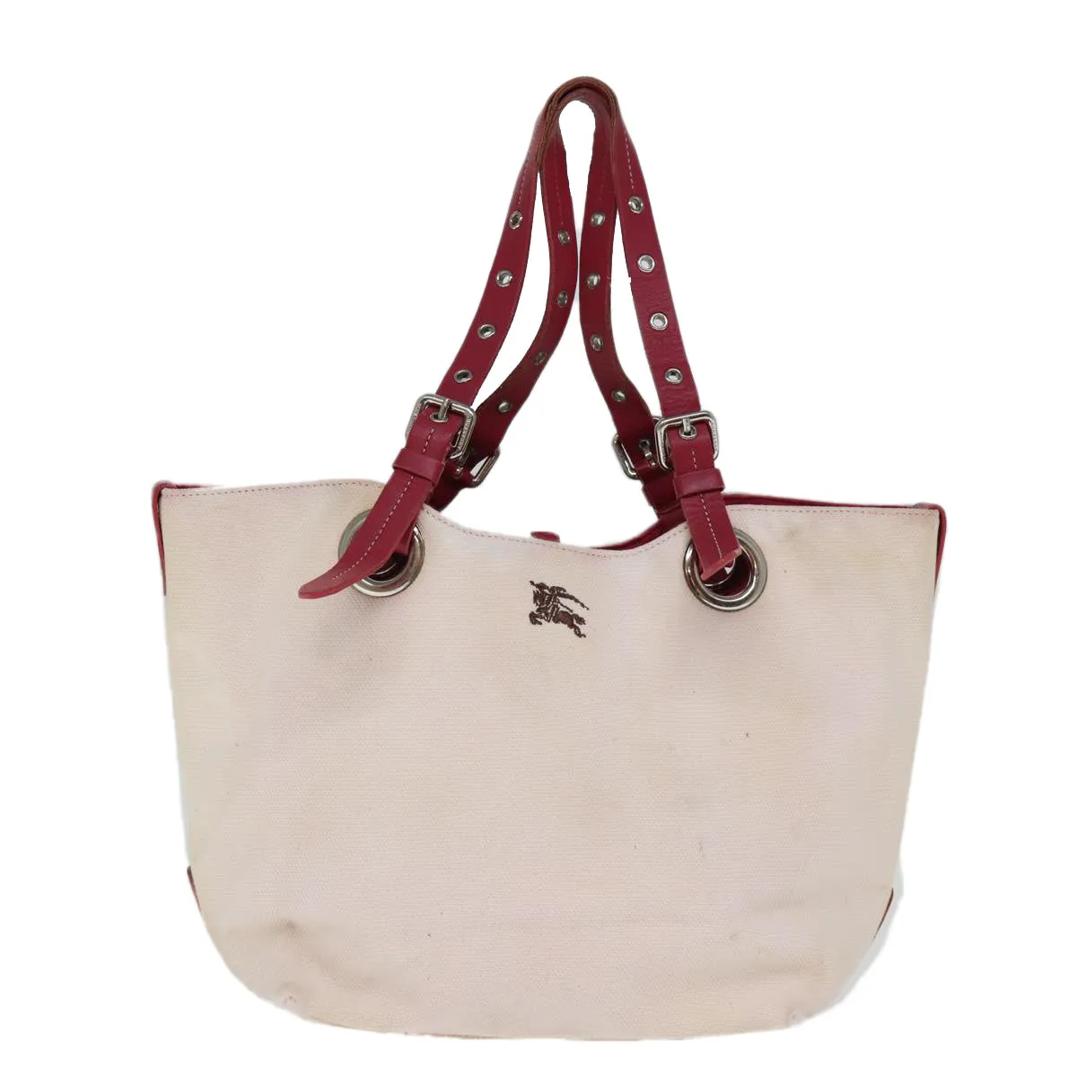 Trendy Inspired Burberry Blue Label Tote Bag Canvas Beige Auth Bs14156