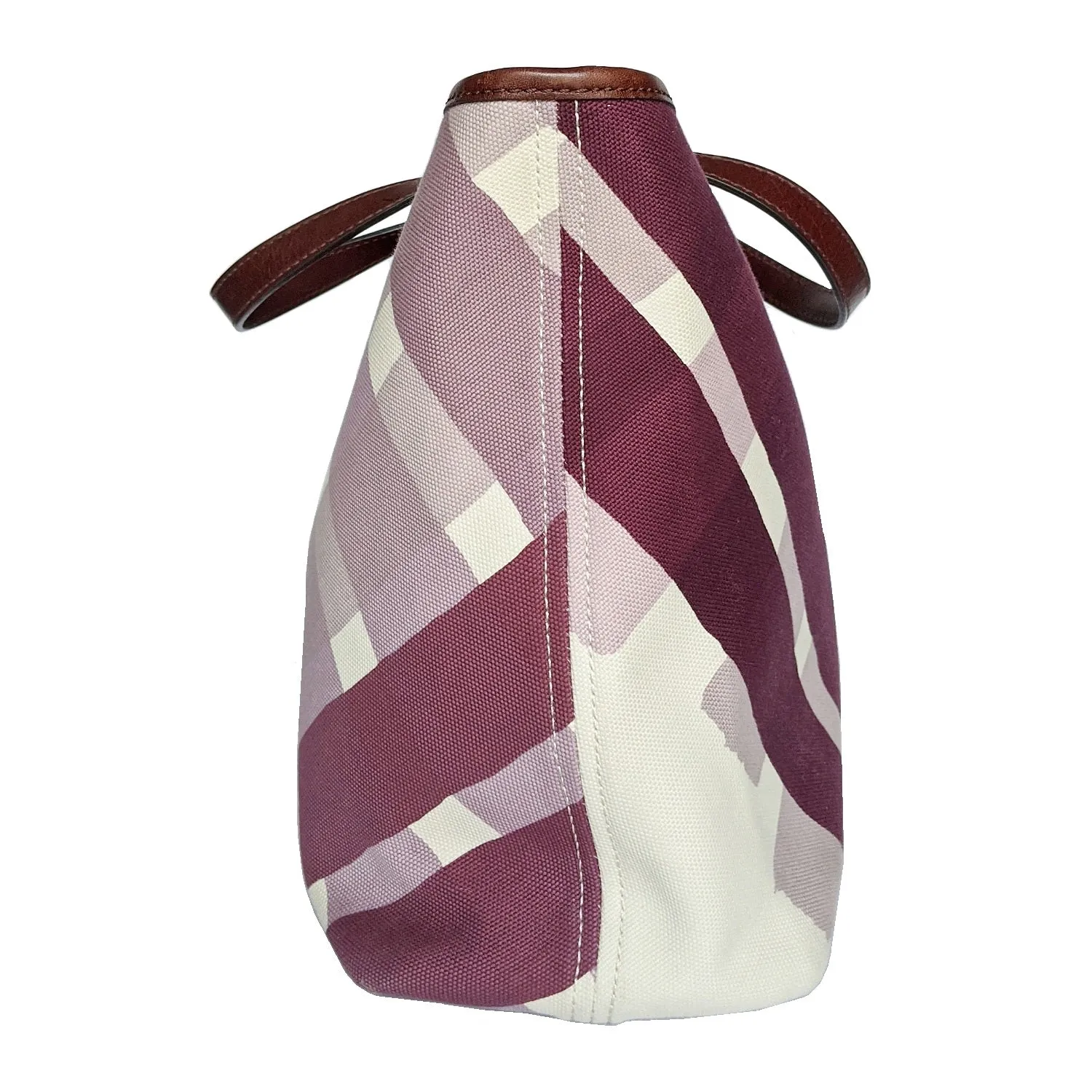 Trendy Inspired Burberry Canvas Purple Check Print Tote