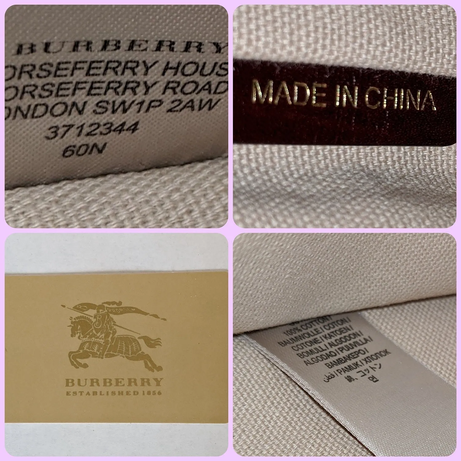 Trendy Inspired Burberry Canvas Purple Check Print Tote