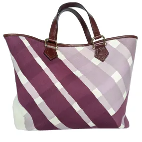 Trendy Inspired Burberry Canvas Purple Check Print Tote