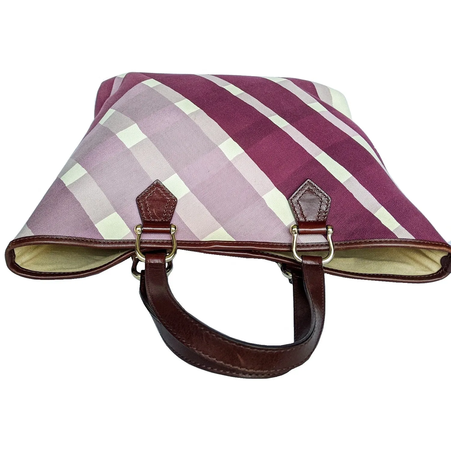 Trendy Inspired Burberry Canvas Purple Check Print Tote