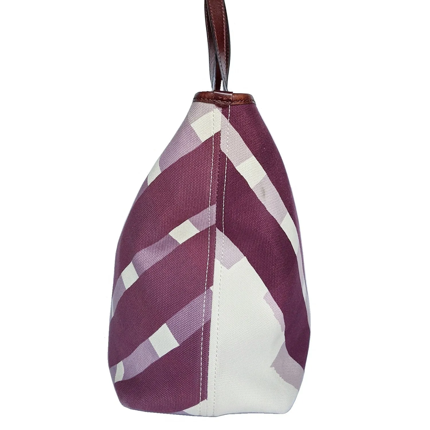 Trendy Inspired Burberry Canvas Purple Check Print Tote