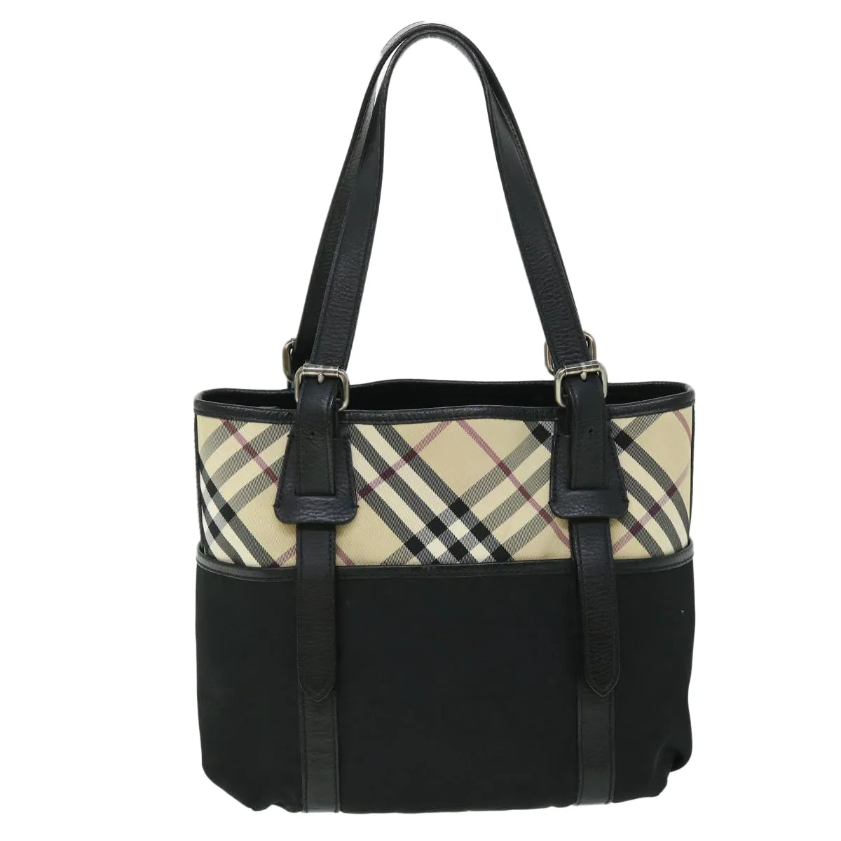 Trendy Inspired Burberry Nova Check Tote Bag Nylon Beige Black Auth Yk8426