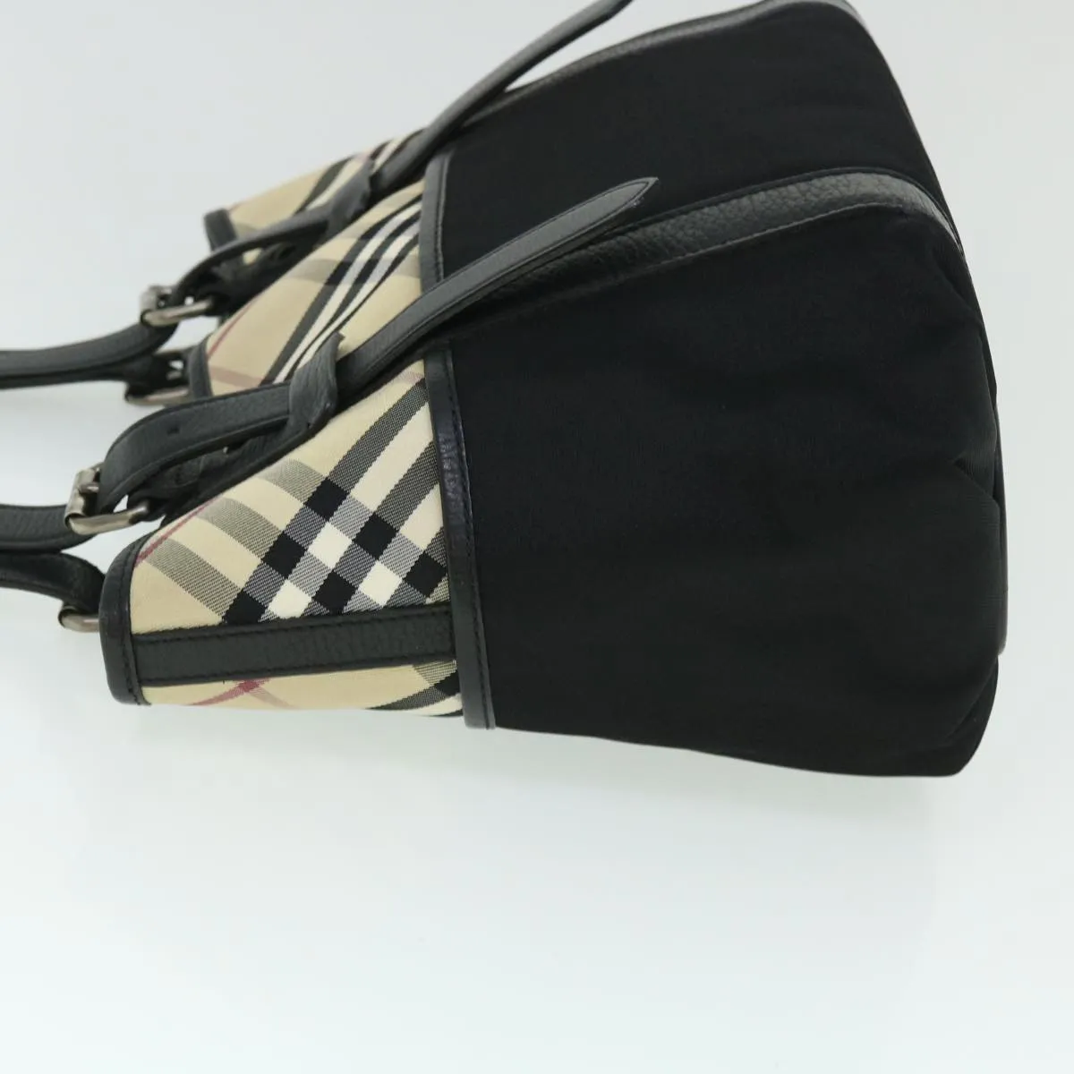 Trendy Inspired Burberry Nova Check Tote Bag Nylon Beige Black Auth Yk8426