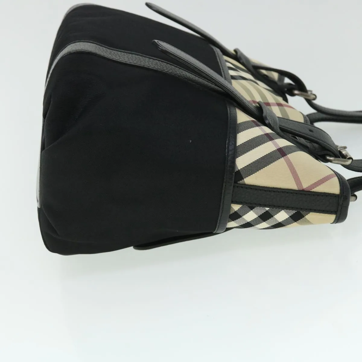 Trendy Inspired Burberry Nova Check Tote Bag Nylon Beige Black Auth Yk8426