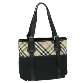 Trendy Inspired Burberry Nova Check Tote Bag Nylon Beige Black Auth Yk8426