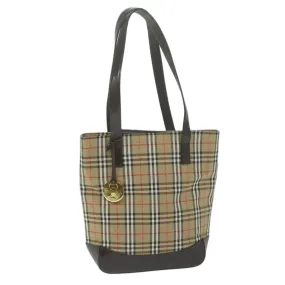 Trendy Inspired Burberry Nova Check Tote Bag Nylon Canvas Beige Auth 64608