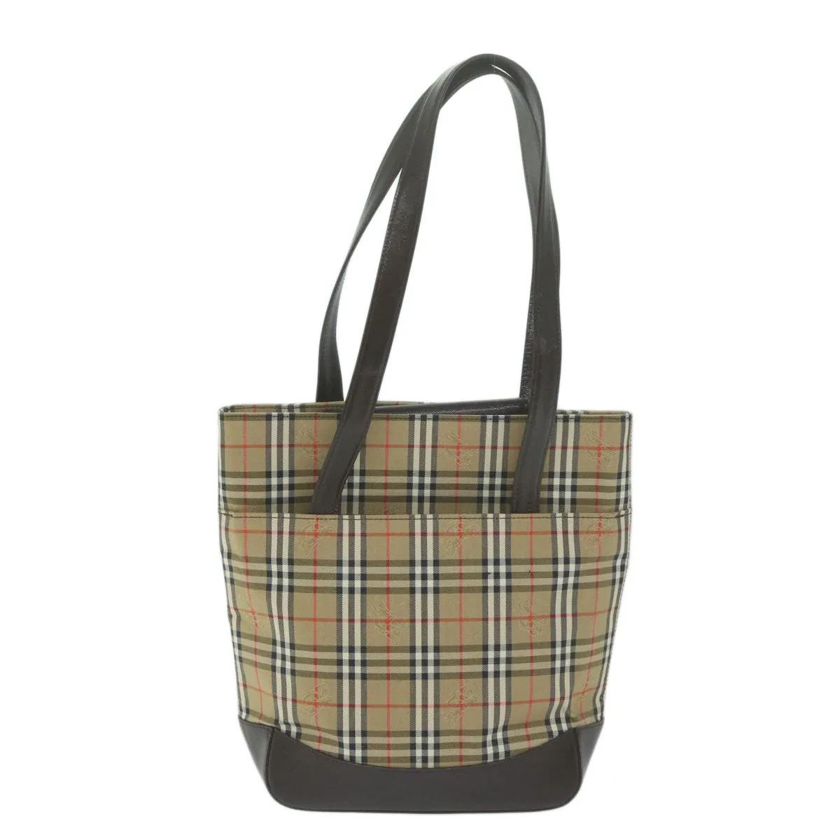 Trendy Inspired Burberry Nova Check Tote Bag Nylon Canvas Beige Auth 64608