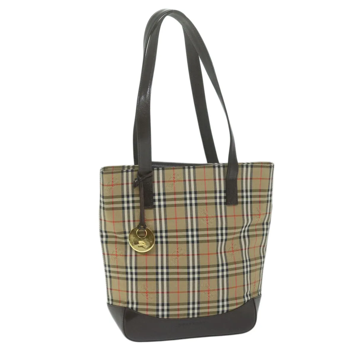 Trendy Inspired Burberry Nova Check Tote Bag Nylon Canvas Beige Auth 64608