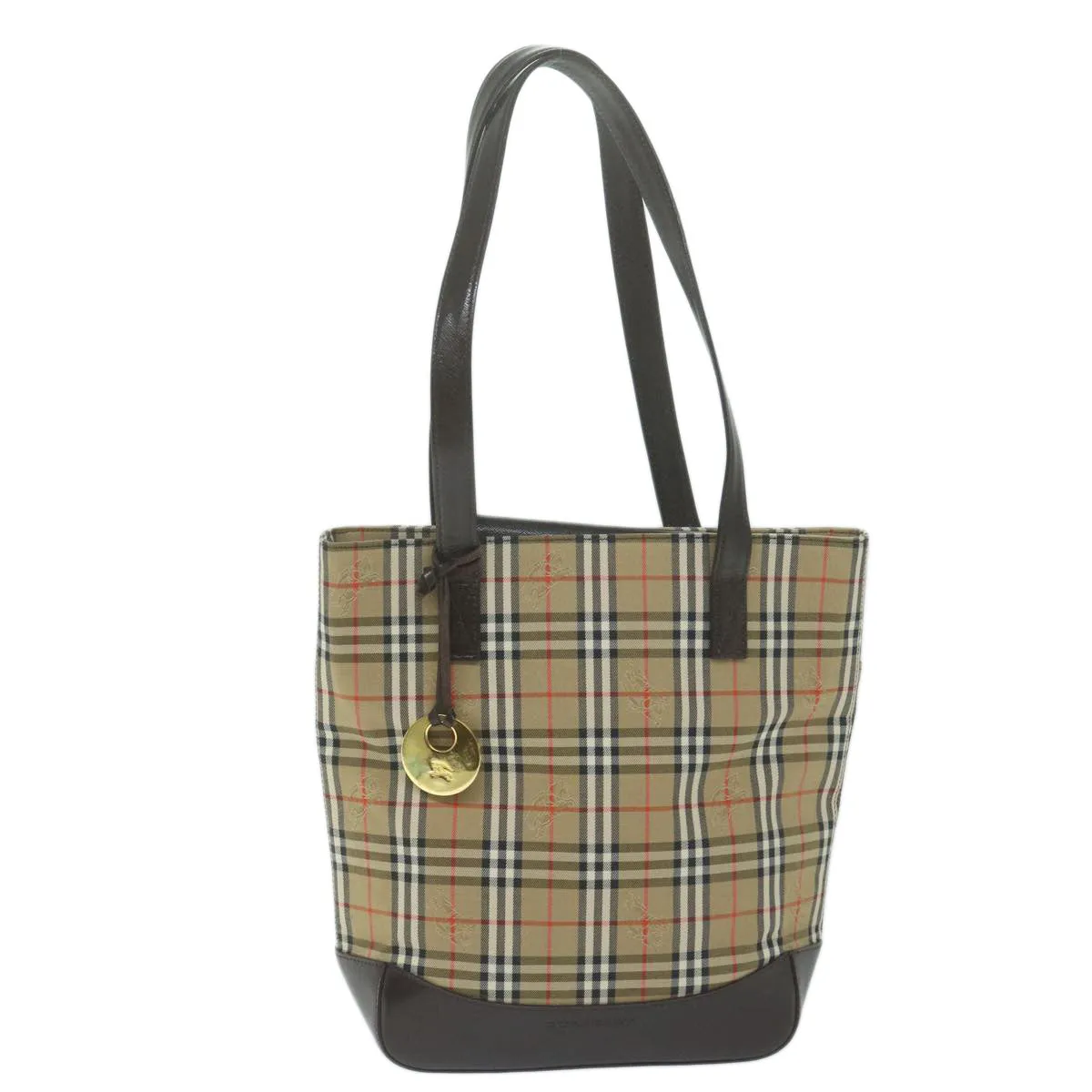 Trendy Inspired Burberry Nova Check Tote Bag Nylon Canvas Beige Auth 64608