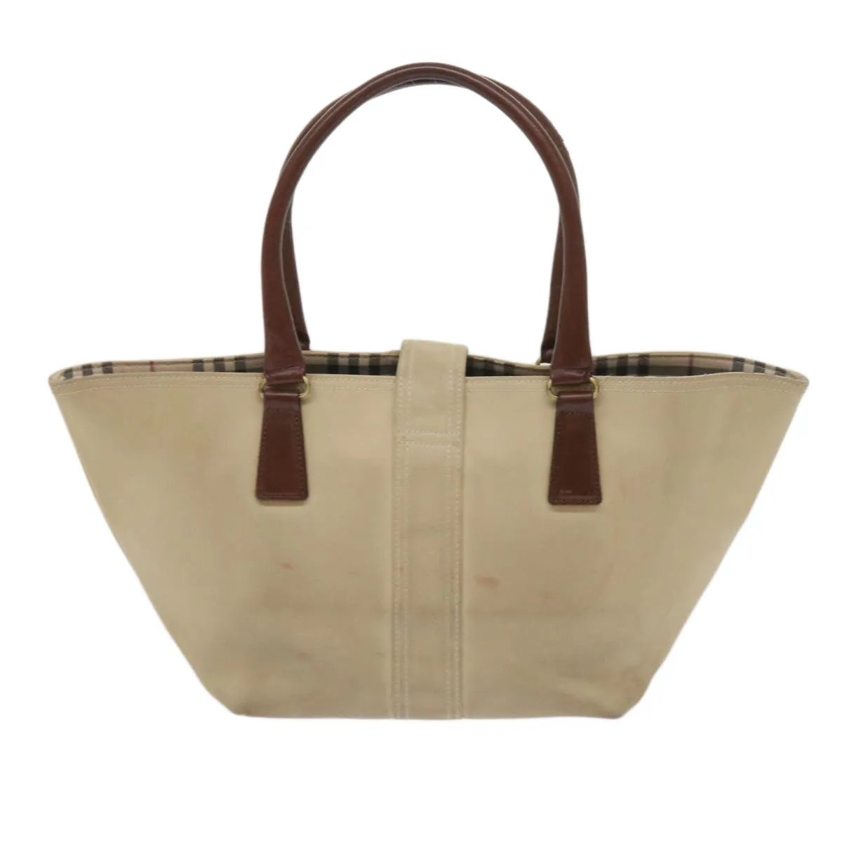 Trendy Inspired Burberry Tote Bag Canvas Beige Auth Bs11831