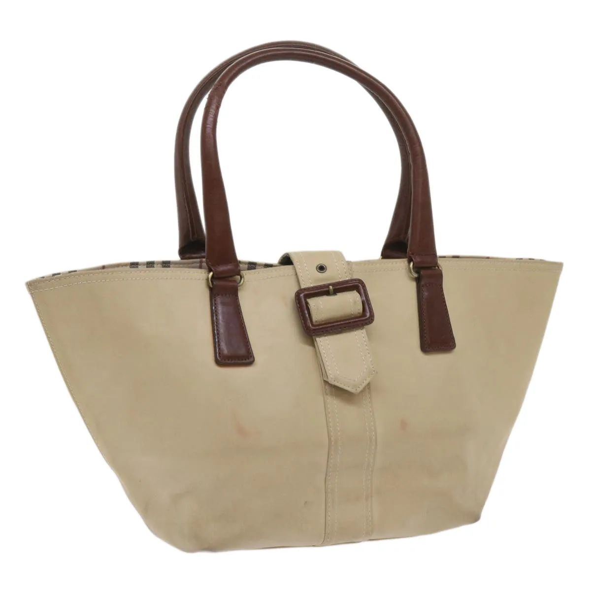 Trendy Inspired Burberry Tote Bag Canvas Beige Auth Bs11831