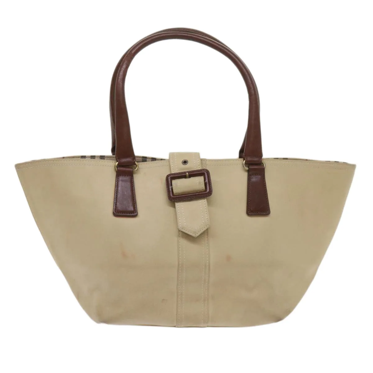 Trendy Inspired Burberry Tote Bag Canvas Beige Auth Bs11831