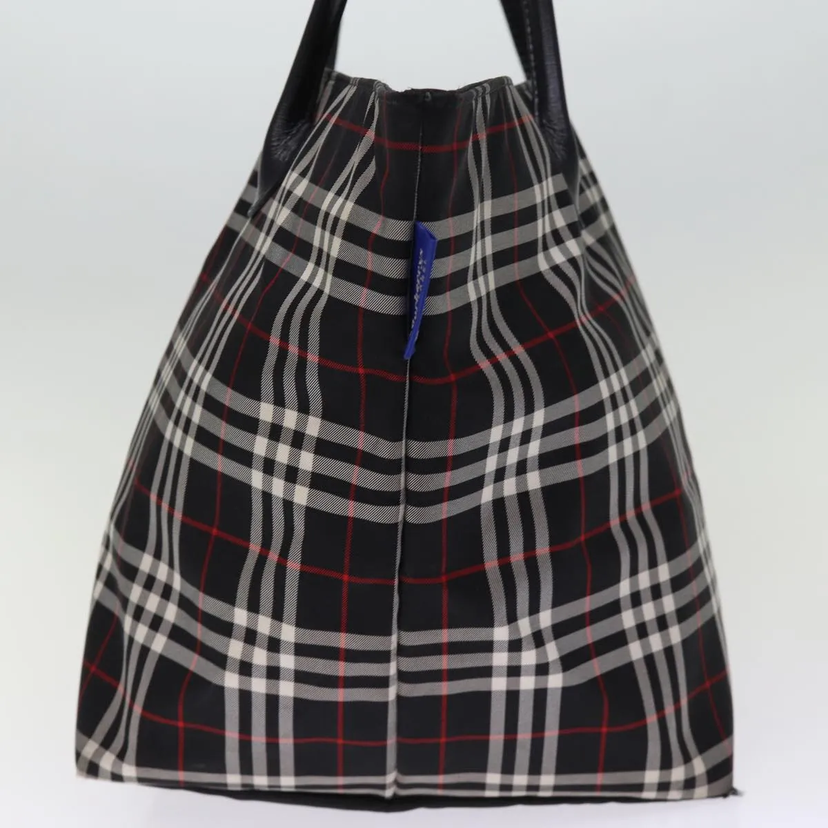 Trendy Inspired Burberryss Nova Check Blue Label Tote Bag Nylon Black Auth Kk241