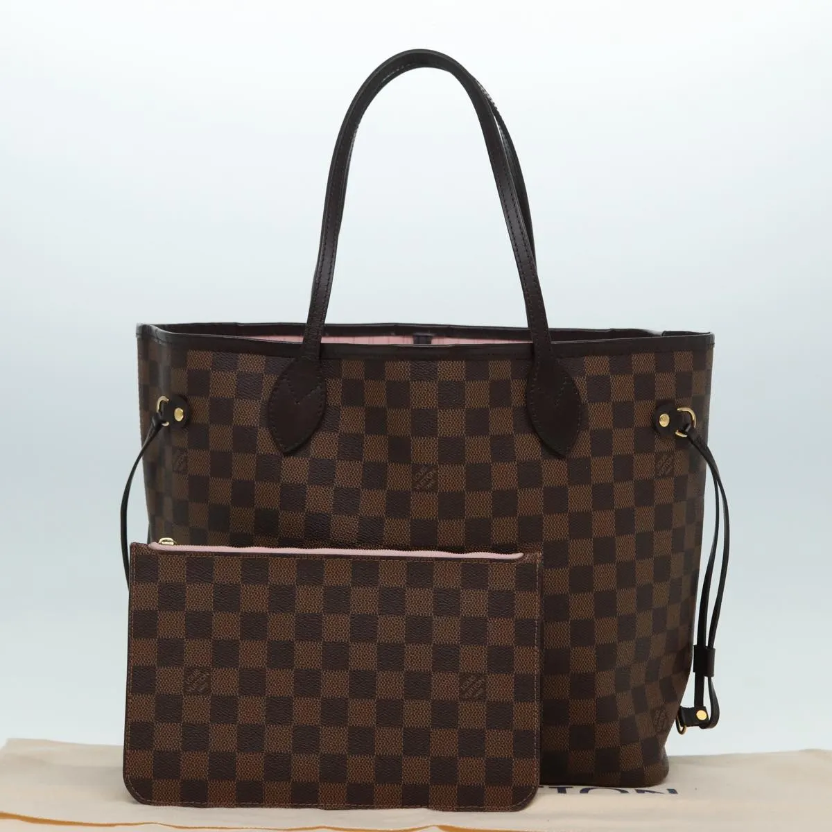 Trendy Inspired Louis Vuitton Damier Ebene Neverfull Mm Tote Bag N51105 Lv Auth 87831