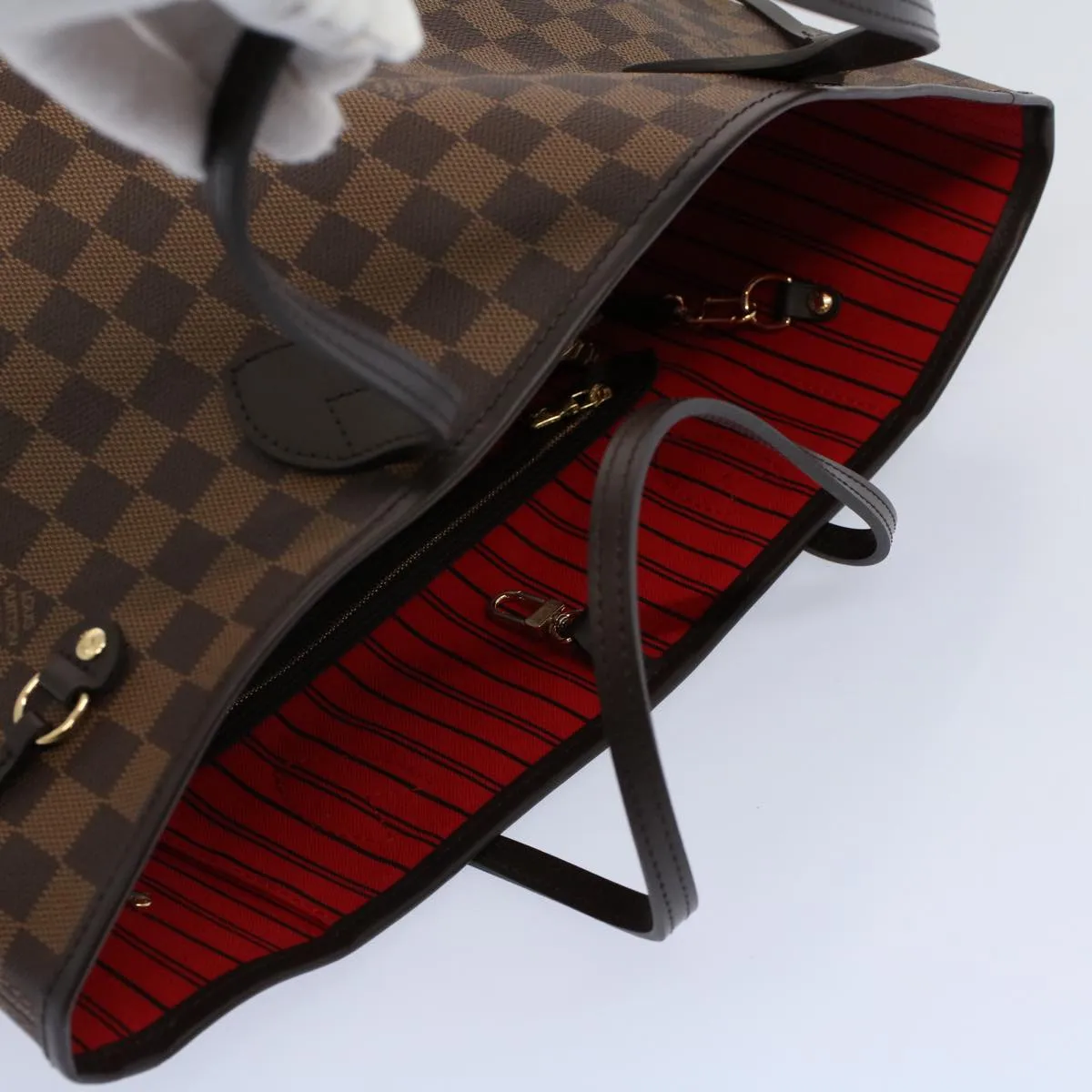 Trendy Inspired Louis Vuitton Damier Ebene Neverfull Mm Tote Bag N51105 Lv Auth Ar10580s