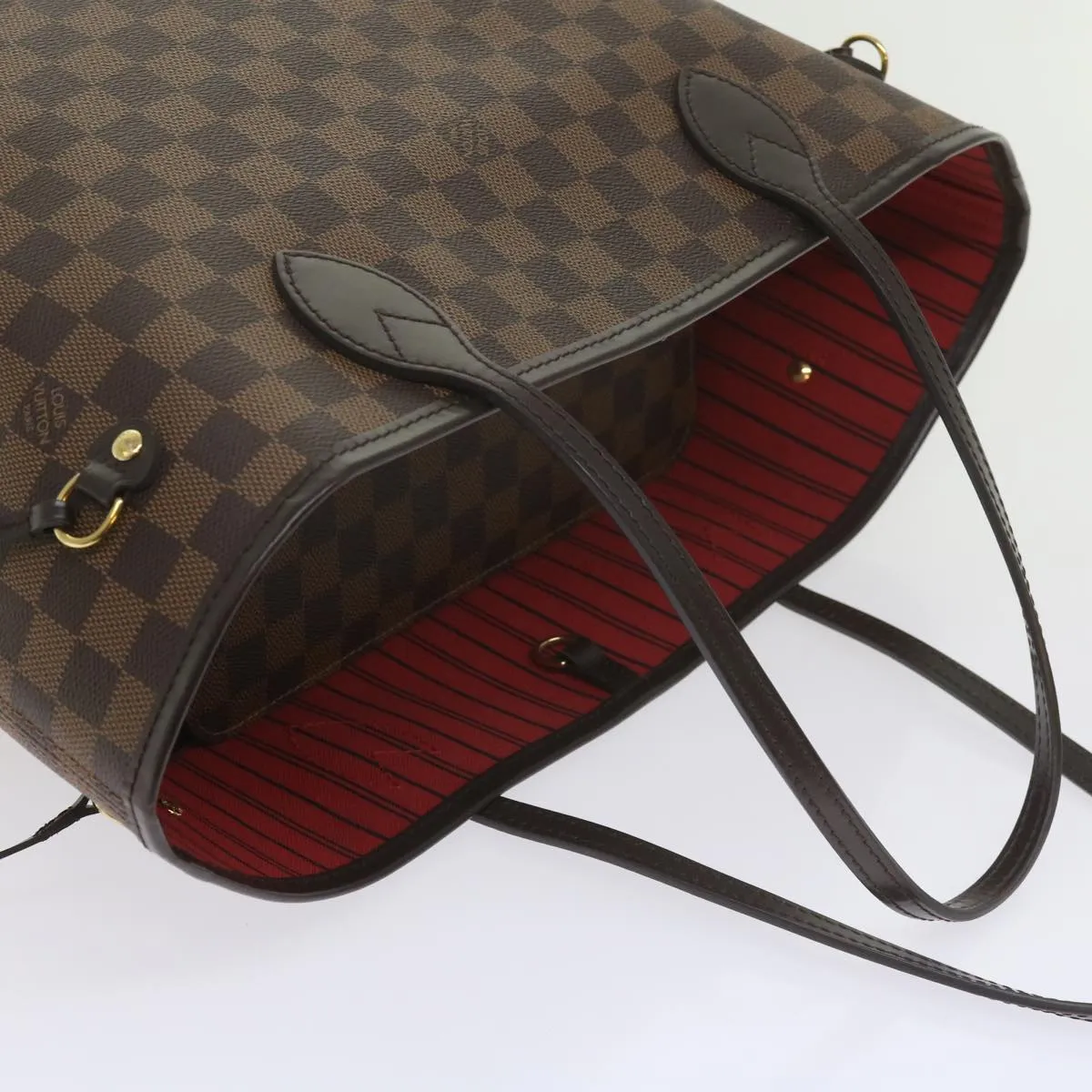 Trendy Inspired Louis Vuitton Damier Ebene Neverfull Mm Tote Bag N51105 Lv Auth S783