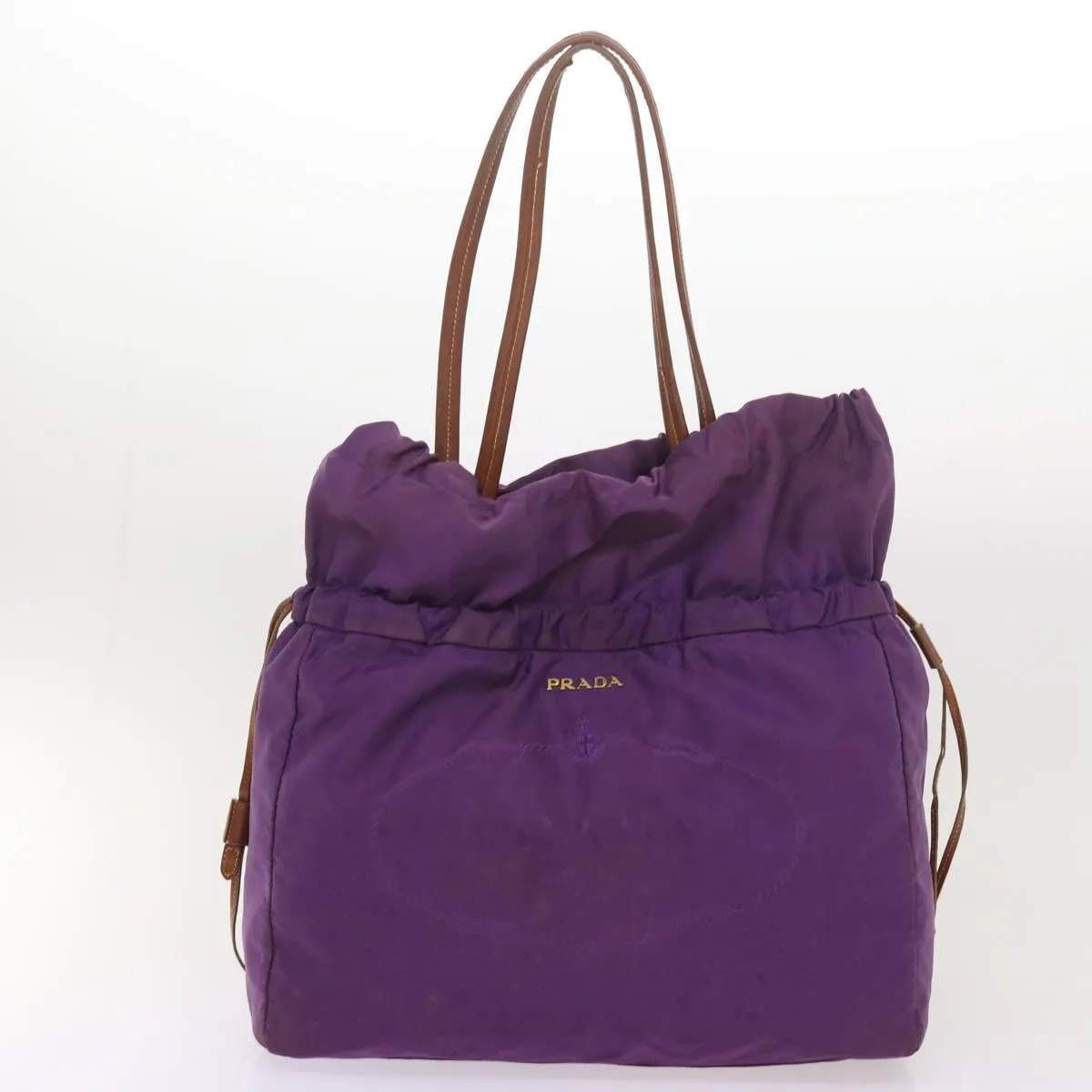 Trendy Inspired Prada Tote Bag Nylon 2set Purple Black Auth Bs12552