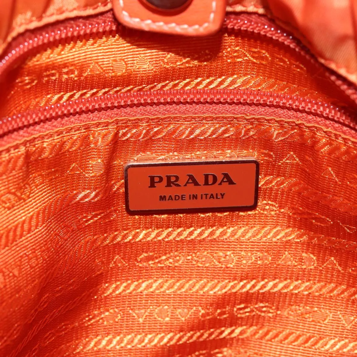 Trendy Inspired Prada Tote Bag Nylon Orange Auth 75692