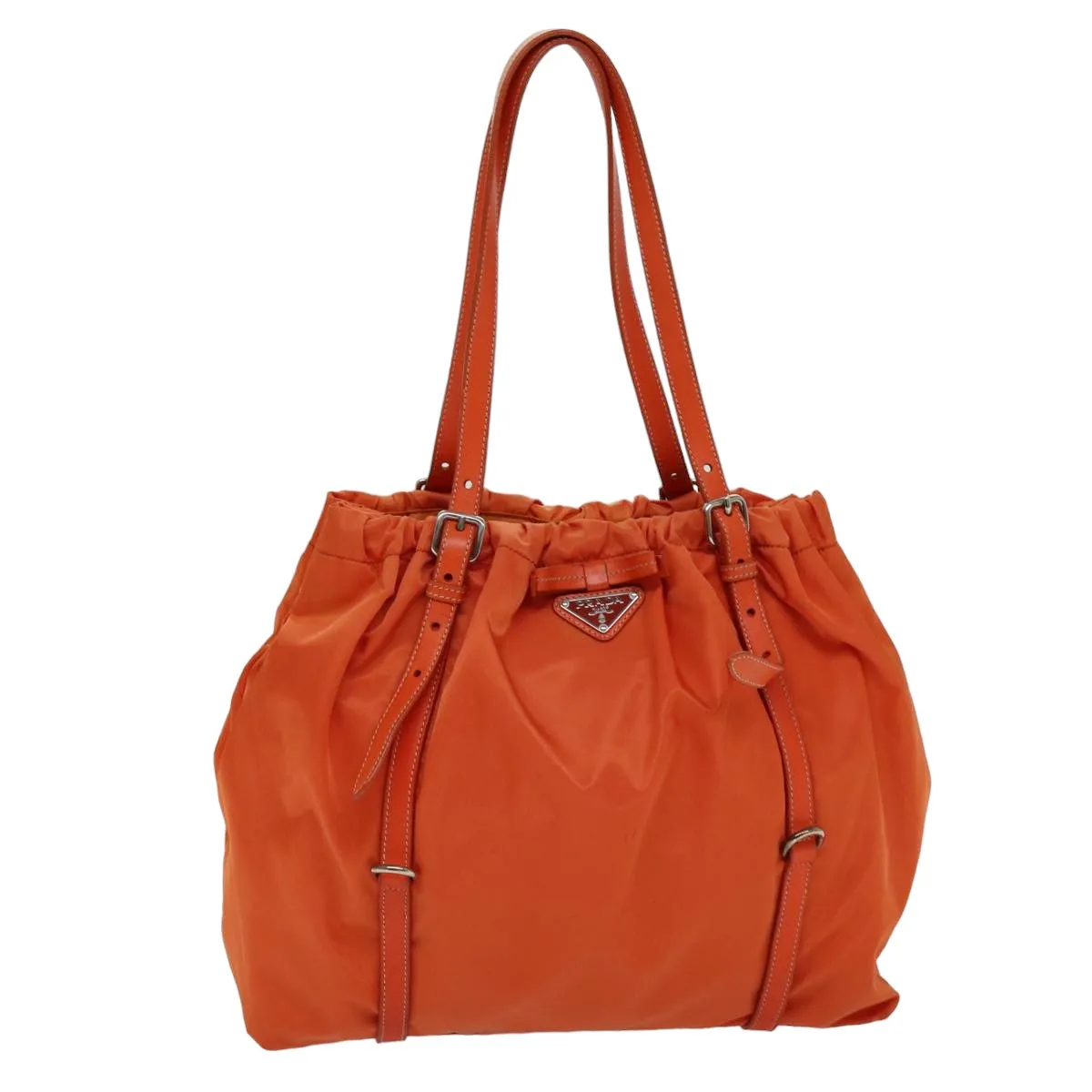 Trendy Inspired Prada Tote Bag Nylon Orange Auth 75692