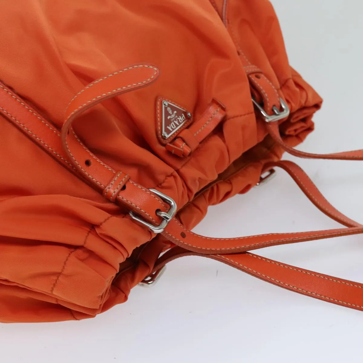 Trendy Inspired Prada Tote Bag Nylon Orange Auth 75692