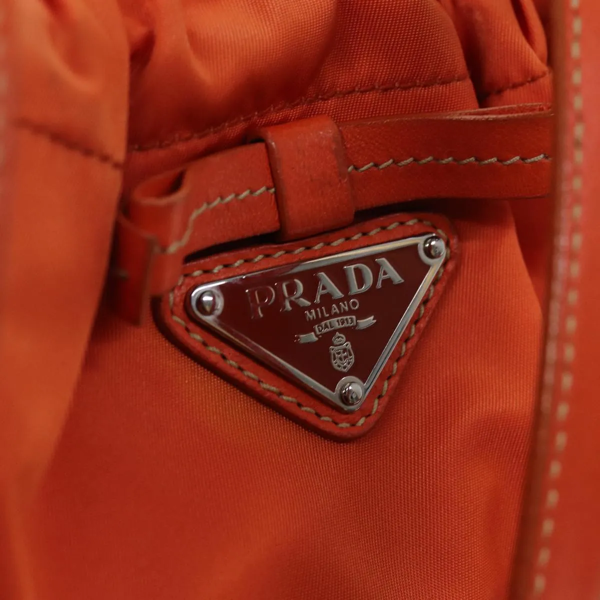 Trendy Inspired Prada Tote Bag Nylon Orange Auth 75692