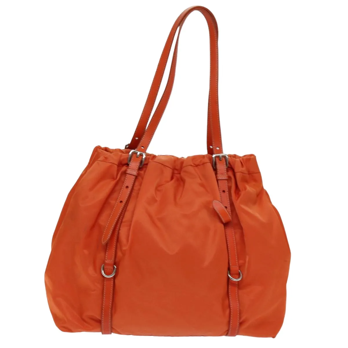 Trendy Inspired Prada Tote Bag Nylon Orange Auth 75692