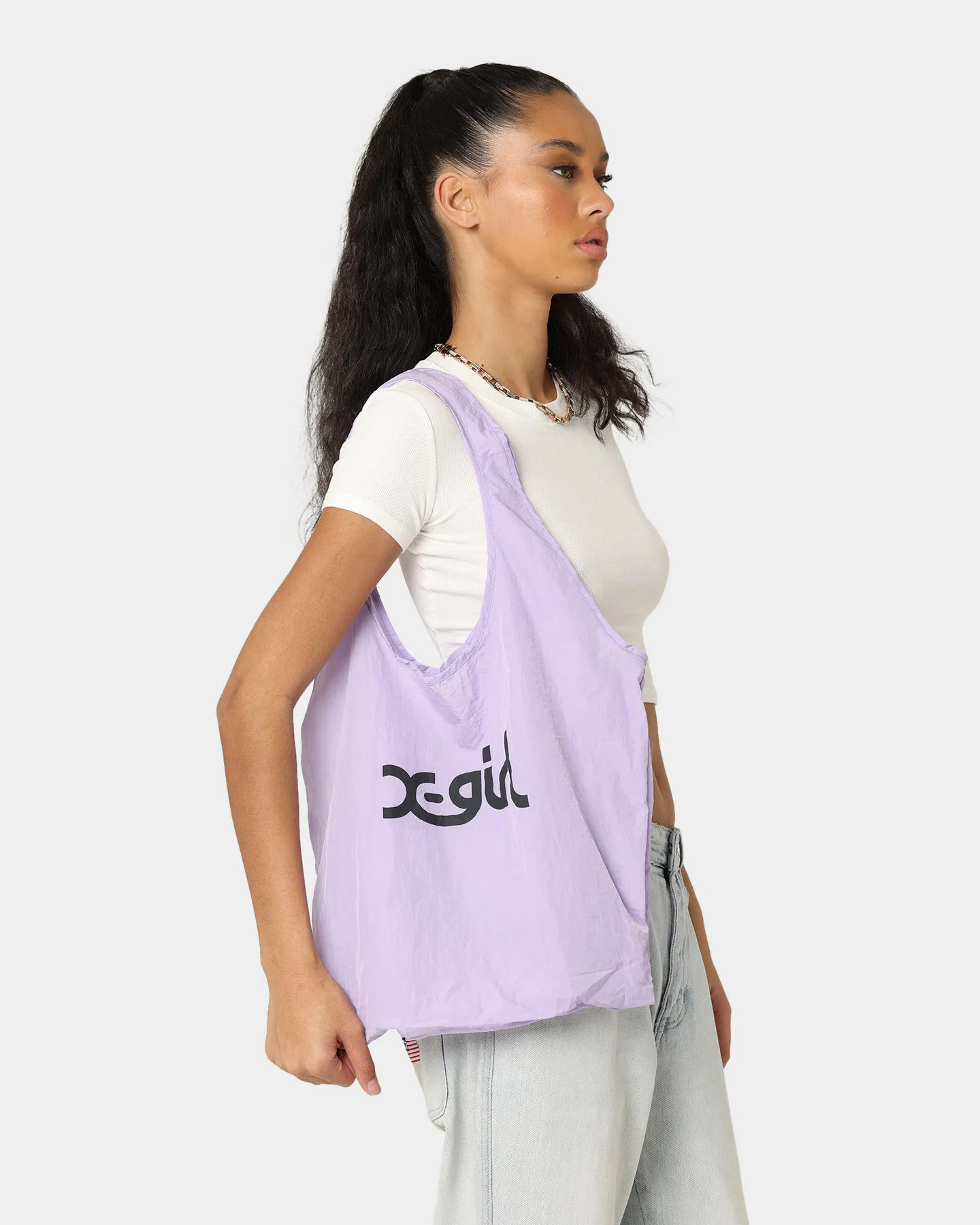 X-Girl Mills Logo Shopper Bag Lilac