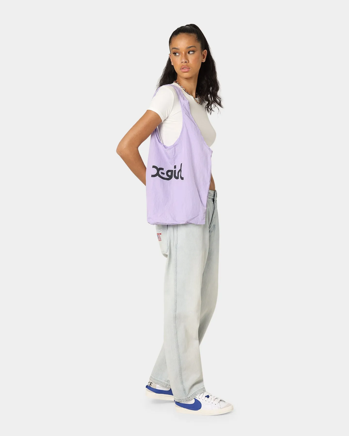 X-Girl Mills Logo Shopper Bag Lilac